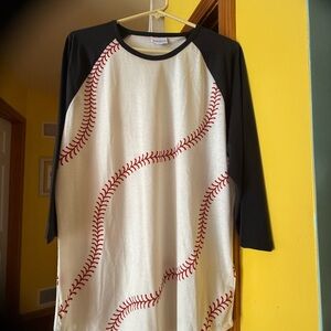 LuLaRoe Black and White Raglan Shirt